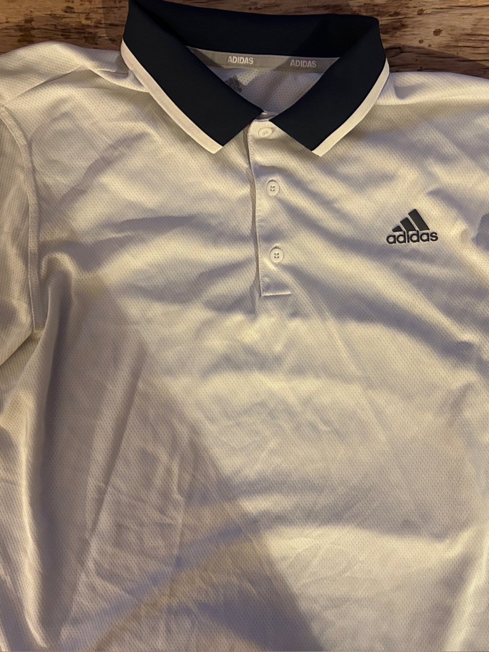 adidas White Polo with Black Contrast Collar